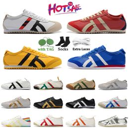 2024 Designer tiger mexico 66 Women Onitsukass Casual shoes mens womens yellow Blue Navy Gum Green Beige outdoor Sports Athletic Fashion platform Trainers Sneakers