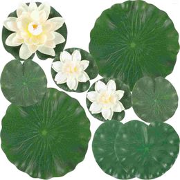 Decorative Flowers Lotus Pond Floating Artificial Lily Leaves Water Leaf Pad Realistic Pool Pads Ornament Fake Foam Aquarium Lifelike Decor