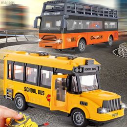 Electric/RC Car 1 30 Remote Control School Bus High Speed 4-Channel Tourist Bus Model Double layered Tourist Bus Electric Car Childrens Toy GiftsL2404