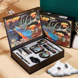 Sets Moose Painted Colour Zhenyan Makeup Set NinePiece Set Cosmetics Full Set Beauty Gift Box Christmas Valentine's Day Gift