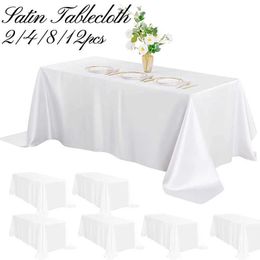 Table Cloth 2-12 packs of satin tablecloth white rectangular tablecloth wedding tablecloth used for decorating the brides shower party dining table 240426
