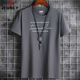 Men's T-Shirts JFUNCY 2021 Summer Mens Top Plus Size S-6XL Loose O-Neck Short Sleeve Cotton T-shirt Letter Printed Casual Q240426