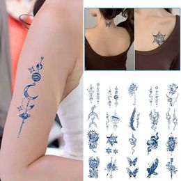 Tattoo Transfer 1pc Waterproof Temporary Tattoo Sticker 3D Butterfly Fake Tattoo Moon planet Transfer Tatoo Leg Arm Hand Foot For Women Bod J1M7 240427