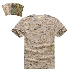 Tactical T-shirts Mens battle shirt camouflage T-shirt summer O-neck short sleeved tactical military breathable T-shirt multi-color 240426