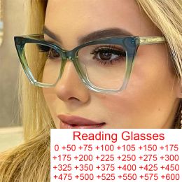 Lenses Vintage Blue Light Prescription Cat Eye Glasses +1.5 +2 Transparent Computer Eyeglasses Tr90 Optical Reading Glasses for Women