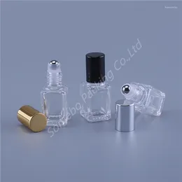 Storage Bottles 10pcs 5ml 10ml Square Roll On Glass Bottle Roller Ball For Perfume Essential Oil Vials With Metal Makeup Tools