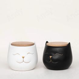 Jars European Ceramic Storage Jar with Lid Cute Lucky Cat Decorative Coffee Table Desktop Seal Tea Canister Bedroom Jewelry Organizer