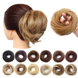 Chignon 1 piece Synthetic Scrunchie Donut Tousled Flexible Hair Bun Straight Chignon Elastic Messy Bun Wrap For Ponytail