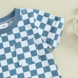 Clothing Sets Fabumily Toddler Baby Boy Girl Summer Clothes Checkered Short Sleeve T-Shirt Tee Tops Rolled Shorts Infant Outfits