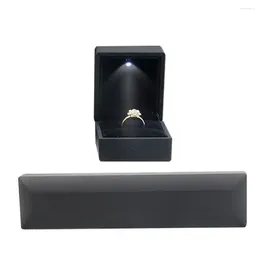 Jewellery Pouches Simple Red Ring Storage Square Wedding Box Display LED Lighted Displays Case Gift Packaging