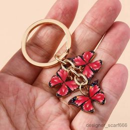 Keychains Lanyards Cute Colorful Butterfly Keychains Enamel Animal Keyrings Souvenir Gift for Women Men Handbag Pendants Key Chains DIY Accessories