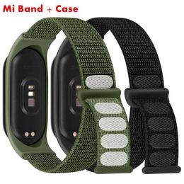 Watch Bands Nylon Ring Mi Band 4 5 6 Replacement Soft Adjustable Wrist Band Watch Pulsera Correa Suitable for Xiaomi Mi Band 3 4 5 6 7 Bracelet 240424