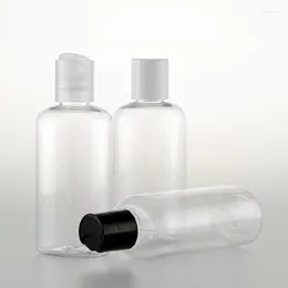 Storage Bottles Wholesale 100ml Empty Clear Plastic Ellipse Bottle Disc Cap Shower Gel Shampoo Liquid Soap Facial Cleanser Cosmetic