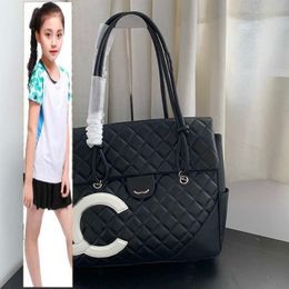 Kids Bags 38cm Women Designer Jumbo Vintage Panda TwoTone Airport Bag Silver Metal Hardware Leather Strap Large Capacity Shoulder Handbag Quilted Flap Tote Luxury P