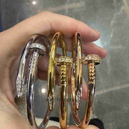High Quality Luxury Bangle Crrater version Nail Bracelet with Precision Plating 18K Rose Gold Head and Tail Diamond Jewelry Live Broadcast