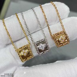 2024 Classic Four Leaf Clover Necklaces Pendants Fanjia Kaleidoscope Necklace Plated with White Gold Rose and Diamond Set Neckchain Collar Chain