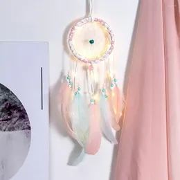 Decorative Figurines Girl Dream Catcher Feather Hanging Art Gifts To Ie Friends Creative Valentine's Day Hollow Wind Chimes Wall