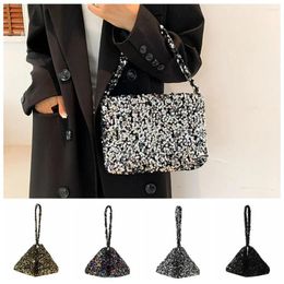 Totes INS Style Sequins Crossbody Bag Simple Solid Colour Underarm Pouch Fashion Evening Clutch For Party Wedding