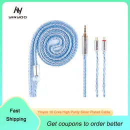 Accessories Yinyoo 16 Core High Purity Silver Plated Cable 2.5/3.5/4.4MM with MMCX/2PIN/QDC for BLON BL01 BL03 BL01 KZ ZSX ZSNPOR ASX ZAX