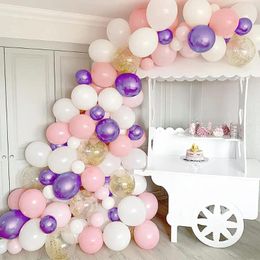 Party Decoration 100pcs Different Sizes Pink White Purple Gold Confetti Latex Balloons Garland Arch Kit For Birthday Decorations