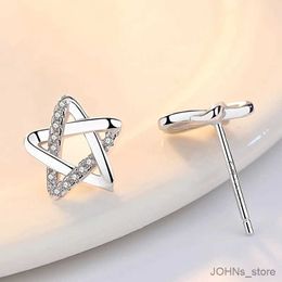 Dangle Chandelier New Arrival Korea Small Star Stud Earrings for Women Pentagram Elegant Mosaic White Cz Stone Earring Wholesale Gift