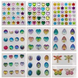 Tattoo Transfer 1pc Crystal Face Decoration Rhinestones Phone Stickers Festival Party Tear Face Makeup Acrylic Drill Mermaid Scale Stickers 240426