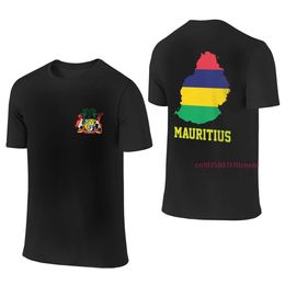 100% Cotton Mauritius Flag Map Emblem Double Printed T Shirt Men Women Summer Casual Short Sleeve Harajuku T-shirt S-6XL 240424