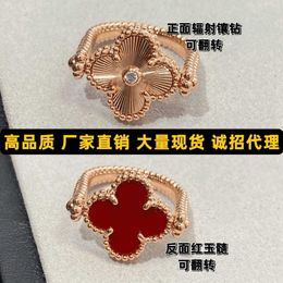 Cheap price and high-quality jewelry rings New 18k Rose Gold Red Ring with Reversible with common vnain