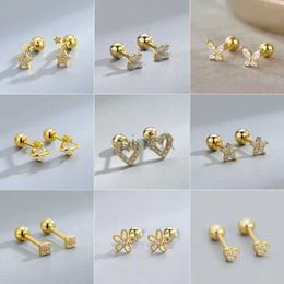 Stud 2Pcs Helix Ear Piercing Stud Earrings for Women Zircon Heart Butterfly Ear Tragus Cartilage Piercing Accessories Jewellery Gift d240426