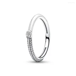 Cluster Rings 925 Sterling Silver ME Pave & White Dual For Women Wedding Engagement Finger Ring Original Jewellery