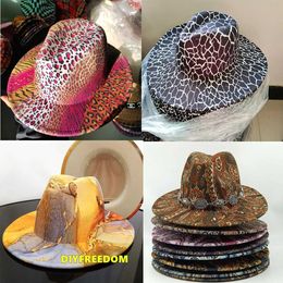 Wide Brim Hats Bucket Hats Tie-e Fedora Hat Mens and Womens Hat Colorful Fedoras Jazz C High-end Dring Church Panama Hat Wide Brim Wholesale 2023 J240425