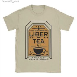 Men's T-Shirts Mens T-shirt Free Tea Hell Diver Game Retro Cotton Short Sleeve Super Earth O-Neck Top Original Q240426