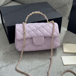 Purple Latest Designer Lambskin Classic Mini Flap Quilted Bags Top Metal With Leather Handle Totes Diamond Lattice Gold Chain Crossbody Purse 20X12CM