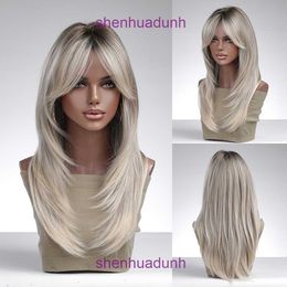 Wig headband with eight shaped bangs and a gradient silver Grey black wig