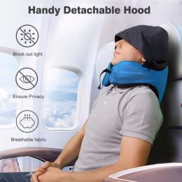 Pillow 6in1 Neck Pillow Long Haul Astronaut Memory Foam Travel Detachable Hood Adjustable Ages Side Elastic Pocket Neck Cushion Plane