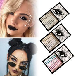 Tattoo Transfer Fashion Women Rhinestone Face Tattoos Jewel Pearl Eyes Makeup Crystal Glitters for the Face Jewelry Eyes Temporary Stickers 240427