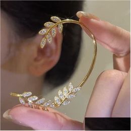 Ear Cuff Fashion Jewelry Leaves For Women Single Piece Rhinestone Leave Hang Stud Earrings Drop Delivery Dhe5O Otjqt