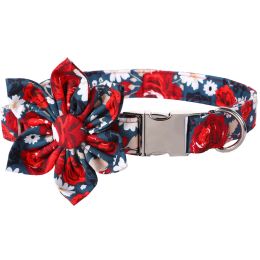 Collars Unique Style Paws Dog Collar and Flower Bowtie Red Rose Dog Collar and Bow for Small Medium Large Dog