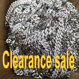 Strands Clearance sells 14mm chilled Cuban chain necklaces suitable for men women alloys rhinestones sparkling Gothic hip-hop jewelry and direct shipping 240424