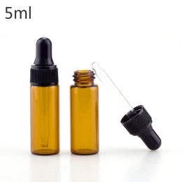 5ml Amber Glass Essential Oil Dropper Bottles Mini Empty Eye Dropper Perfume Cosmetic Liquid Sample Container LL