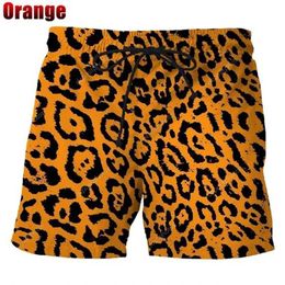 Men's Shorts Summer Fashion Classic Color Leopard 3D Printing Mens Shorts Unisex Leisure Beach Swimming Shorts Quick Drying Surfboard Shorts J240426