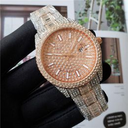 Luxury Men's Watches Diamond Fashion Casual Designer Watch Men Diamond Watch 42mm Quartz Wristwatches Rose Gold Famous Brand Watches