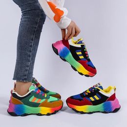 Casual Shoes Female Sneakers Platform Women's Vulcanised Summer Fashion Colour Block Breathable Mesh Running Sports
