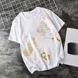 Boy Shirt Trendy Brand Hot Stamping Slanted Eagle Wings Short Sleeved Pure Cotton, Loose Fitting Couple, Fashionable Sports Top Boy London Shirt 711