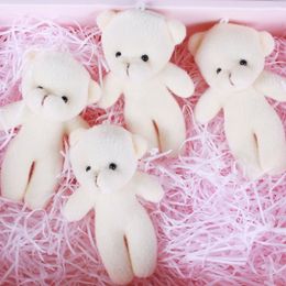 40pcs Lot Beige Mini Teddy Bear Stuffed Animals Plush Toy Bouquet Bare Bears Flowers for Wedding Gift Little Bear Small Pendant296w