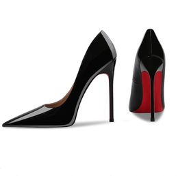 Yeni Lüks Pompalar Kadınlar İçin Ayakkabılar Kırmızı Parlak Alt Pompalar Büyük Boyu Yüksek Topuk Ayakkabı 8cm 10cm 12cm Seksi Parti Saçlı Ayak Ayak Ayakkabı Boyutu 34-44