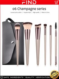 Makeup Brushes Contouring Brush 6 Pcs Big Champagne Set Loose Powder Multi-function Mascara Kit With Bag