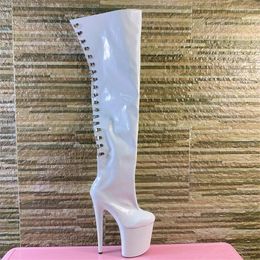 Dance Shoes LAIJIANJINXIA 20CM/8inches Patent Upper Sexy Exotic Young Trend Fashion Boots High Heel Platform Pole