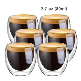 1 pcs Heatresistant Double Wall Glass Cup Beer Espresso Coffee Set Handmade Mug Tea glass Whiskey Cups Drinkware 240424