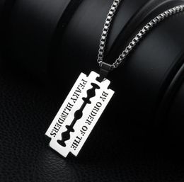 Pendant Necklaces Punk Hip Hop Stainless Steel Neck Chains For Men Women Razor Blade Necklace Rock Collares Male Streetwear Cool J8049955